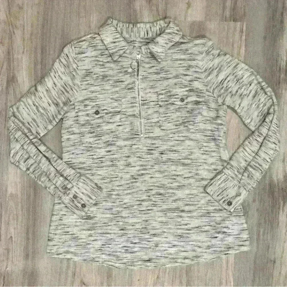 Soft Surroundings Women's Heathered Grey Half Zip Knit Sweatshirt Top Size S